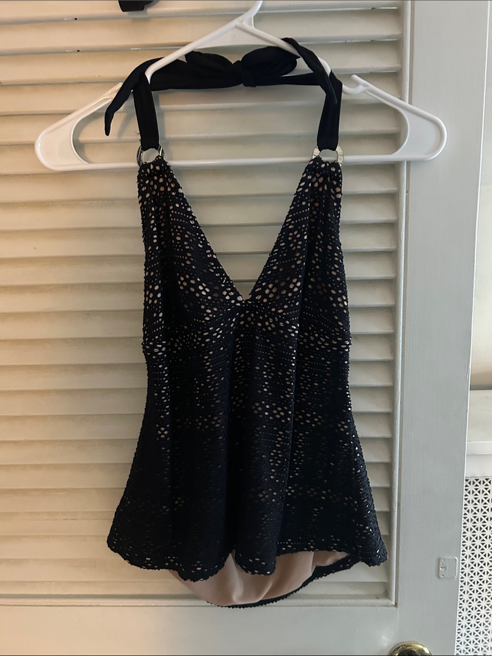Catalina Black Lace Halter Swim Tankini Top